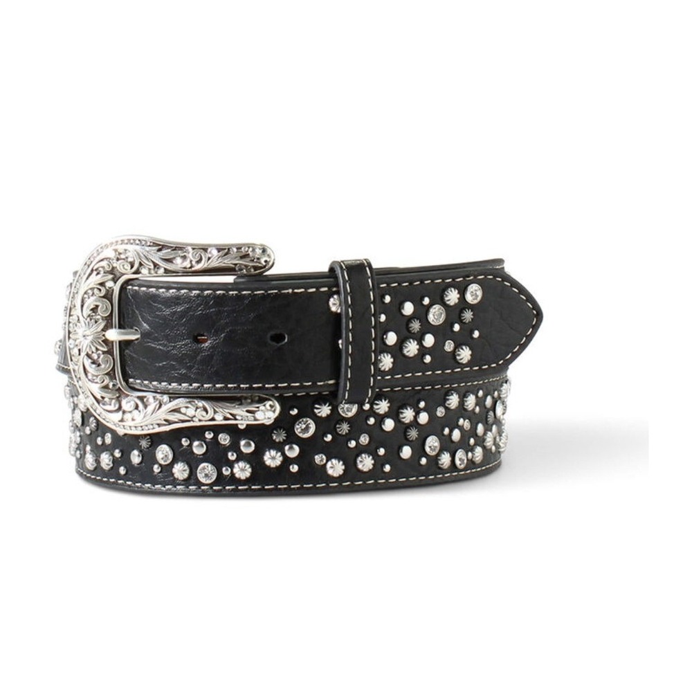 Ariat Belt Leather Studded Western Crystal Black Cowgirl Boho Small 10050717